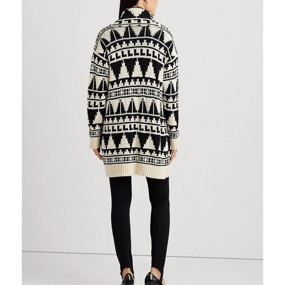 Lauren Ralph Lauren Geo-Motif 100% Cotton Shawl Collar Women’s Cardigan XXL Boho - Picture 5 of 16